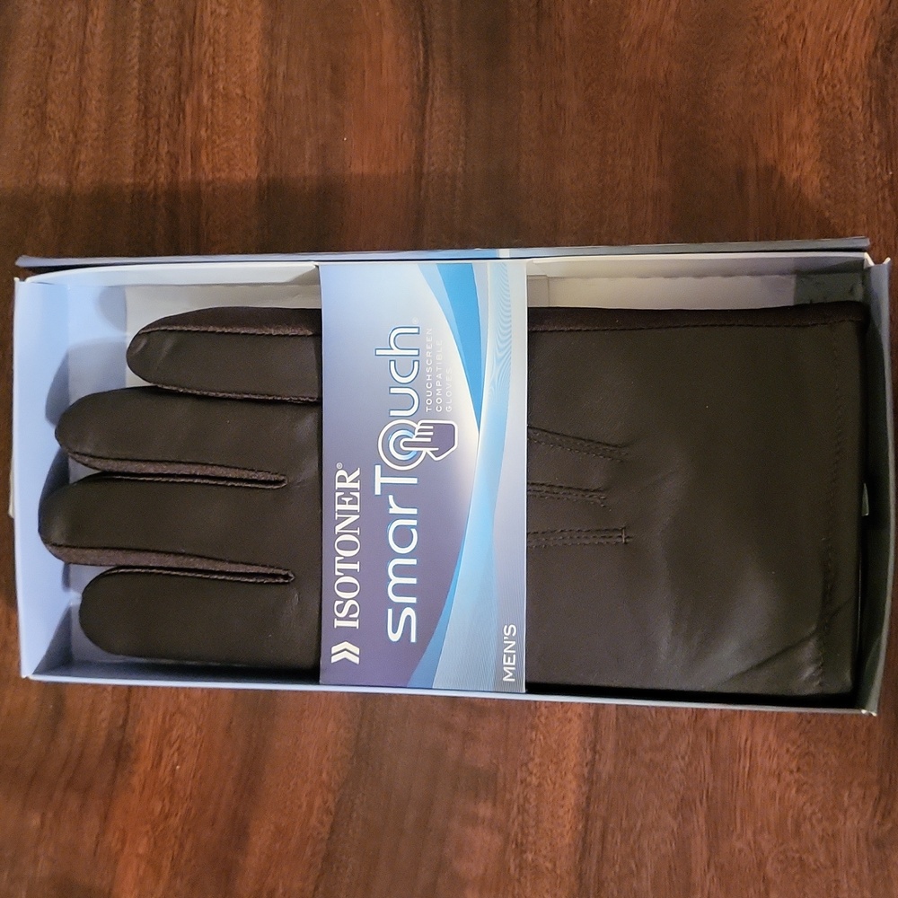 Isotoner men's smartouch gloves, XL, Brown